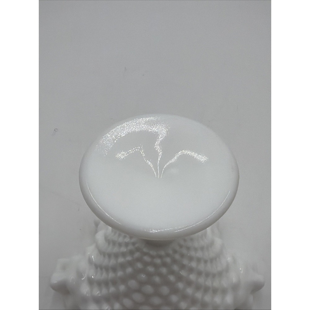 FENTON WHITE HOBNAIL MILK GLASS Pedestal Nut Compote Candy Ruffled Dish 5 inches - Picture 6 of 8